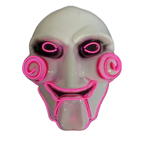 Halloween LED Glow Full Mặt Nạ PVC Chất Liệu Với El Ánh Sáng Lạnh Nhấp Nháy Cưa Scare Kinh Dị Phát Sáng Mặt Nạ Cho Lễ Phục Sinh Scare - Product Image 1