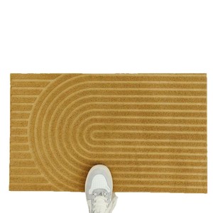 Coir Door Mat Machine Made Rectangle Striped Non-Slip Rubber Backing Modern <b>Thin</b> 0.2-0.4 in Spot Clean - Product Image 5