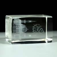 Modèle de bâtiment en cristal gravé au laser 3D IDEAL, mosquée islamique Nabawi Allah, cube pour souvenir de mariage musulman, cadeaux pour les invités