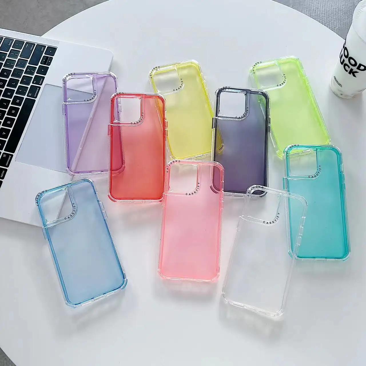Étui de téléphone portable coloré Bright Nails 2-en-1 pour iPhone Samsung Xiaomi