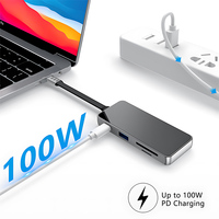 Hub USB C 7 en 1 avec HDMI 4K, charge PD 100W, lecteur de carte USB 3.0 SD TF, adaptateur multiport pour MacBook Pro Air Laptop