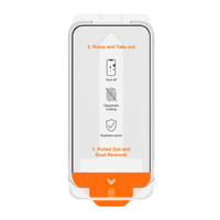 Protection d'écran en verre trempé 9H ultra-fin 2.5D avec impression soyeuse et kit de dépoussiérage automatique pour iPhone 17 Air, 16E, 14, 15 Plus, 13, 12 Pro Max