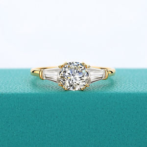 مورد مجوهرات راقية فاخرة للنساء 3 حجر 1ct 2ct 3ct خاتم ألماس مويسانيتي مجوف 14k مجوهرات ذهبية بالجملة - Product Image 3