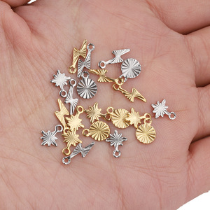 Stainless Steel Star Pendant With Lightning <b>Bolt</b> And Sunflower Design For Necklace Making H1371 - Product Image 2