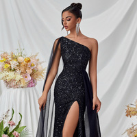 Robe de soirée longue personnalisée pour femme, à épaules dénudées, à sequins, avec fente haute, coupe ample, sexy, pour la danse et les fêtes, en modal respirant