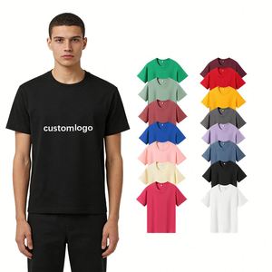 เสื้อยืดคอตตอนผสมโพลีเอสเตอร์แบบถัก พิมพ์ลายโลโก้ด้วยผ้าไหม ทรงปกติ ดีไซน์เรียบง่ายสำหรับใส่ในชีวิตประจำวัน - Product Image 1