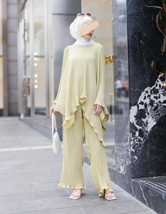 SIPO vêtements islamiques Baju costume modeste ensemble singapour malaisie plaine couleur unie lambrissé renversé conception Ramadan ras du cou fournisseur - Product Image 6