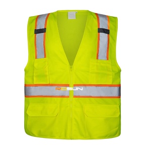 Reflective ANSI Class 2 Security Multi Pocket Safety Clothing Hi Vis Construction Road Work Reflective Vest