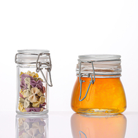 Bocaux en verre hermétiques à couvercles articulés, mini-contenants alimentaires à ouverture facile, 45ml 50ml 100ml 120ml, carrés et ronds, résistants aux enfants