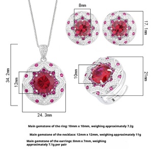 Fashion Eco-friendly Copper Round Cut 10*8MM Cubic Zirconia Temperament Star <b>Earrings</b> and Necklace Jewelry Set for Women - Product Image 2