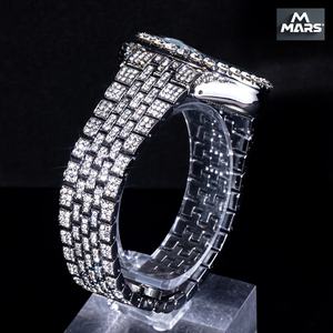 Herren Luxus 41mm Edelstahl-Armband Quarzuhr Hip-Hop-Stil mit Römischen Ziffern Datumsfunktion Moissanit-Diamant-Besatz - Product Image 3