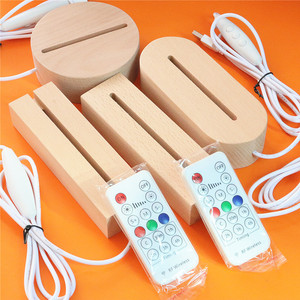 Base <span class=keywords><strong>de</strong></span> Madera Rectangular para Lámpara, Base <span class=keywords><strong>de</strong></span> Madera para Marco <span class=keywords><strong>de</strong></span> Fotos, Base <span class=keywords><strong>de</strong></span> Madera Rectangular para Lámpara LED, para <span class=keywords><strong>Luz</strong></span> Nocturna LED Visual 3D - Product Image 3