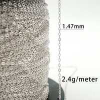 Chaîne à maillons plats de 1,47 mm, chaîne O classique brillante en argent sterling 925 pour la fabrication de bijoux