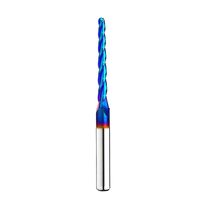Fraise à queue monobloc en carbure de tungstène massif pour CNC, à bout sphérique, diamètre 1/8 po, revêtement Nano Bleu, personnalisable OEM, hélice 45°