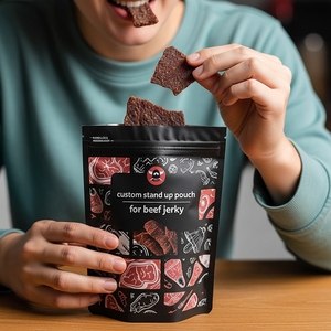 Custom Printed Matte Stand Up Zipper Bags High Barrier Food Grade <b>Laminated</b> Packaging for Beef Jerky Dried Snacks & Pet Treat - Product Image 2