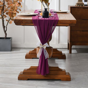 Camino de mesa de gasa de algodón vintage elegante con técnica de tejido de color personalizable para bodas, hogar y hoteles - Product Image 4