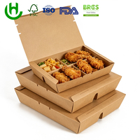 Boîte à collation en papier kraft personnalisée de l'usine Hongchang, impression couleur intégrale avec fermeture à fente, emballage alimentaire jetable, vente en gros
