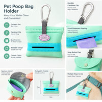 Porte-sacs à déjections canines en néoprène, distributeur de sacs à déjections pour animaux de compagnie, pochette de transport avec mousqueton pour promenades et entraînements en extérieur