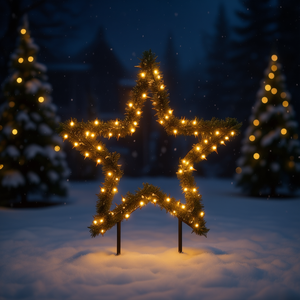 Décoration lumineuse de Noël en forme d'étoile 23,6 pouces LED avec pointes, extérieur, blanc chaud, IP44 - Product Image 2