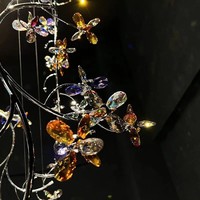 Lustre LED FireLux sur mesure, moderne, coloré, en forme de fleur de cristal, pour plafond haut, décoration d'hôtel, villa, maison