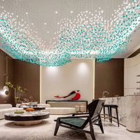 Lustre sur mesure en pierre colorée pour villa, escalier, plafond haut, hôtel, hall de villa, centre commercial, grand projet de luxe personnalisé