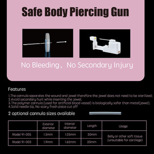 Pistolet de perçage Gaby 14/16g stérile en titane G23 conforme ASTM-F136 pour bijoux, nombril, langue, sourcil, lèvre, outil de <span class=keywords><strong>piercing</strong></span> - Product Image 2