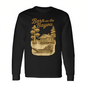 T-shirt a maniche lunghe Born On The Bayou Vintage Louisiana Southern Country Pride girocollo unisex - Product Image 2