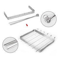 Support à brochettes pliable d'extérieur en acier inoxydable portable, support à brochettes pliable avec 6 brochettes à kebab et boîte pour barbecue, four, fumoir