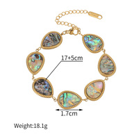 Bracelet minimaliste en acier inoxydable plaqué or en forme de goutte d'eau avec coquille d'ormeau pour femmes
