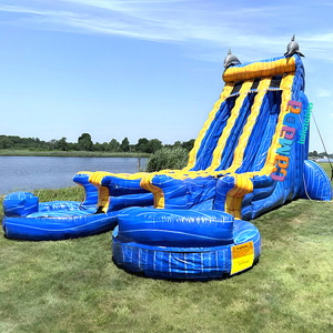 Structure gonflable de location pour événements : toboggan double avec mur d'escalade, glissades aquatiques en PVC 0,55 mm avec double piscine pour fêtes d'anniversaire et festivals - Product Image 2