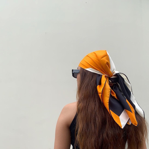 2024 nouveau 90*90cm foulard en <span class=keywords><strong>soie</strong></span> imprimé roulé à la main foulard carré crème solaire foulard - Product Image 4