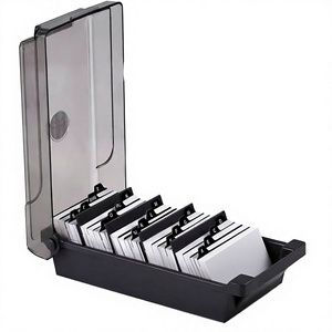 JIELISI - Organizador de Plástico para Tarjetas con Tapa Translúcida, 500 Unidades, Estuches para Tarjetas de Visita, Negro Gris, 240x120x75MM, Tamaño Carta - Product Image 4