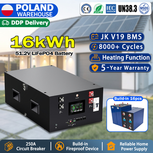 แบตเตอรี่ลิเธียมแบบเรียงซ้อนได้ Poland Stock 16kWh Powerwall 48V รุ่น 51.2v JK V19 200A BMS พร้อมฟังก์ชั่นทำความร้อน สำหรับ ESS RV - Product Image 1