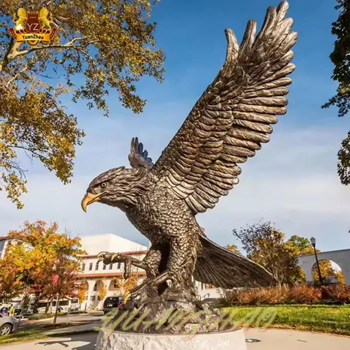 Statue d'aigle volant en métal granit de jardin sculpture d'animal en métal grandeur nature grande statue d'aigle en bronze