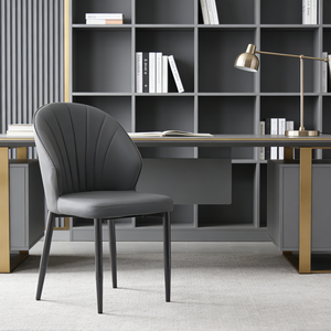 Ghế ăn da lưng cao chân kim loại màu đen - Product Image 1