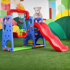 Vendita calda 3 in 1 si combinano con altalena parco giochi e di pallacanestro di plastica bambino scivolo per il bambino