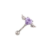 Nouvelle mode accessoires corporels acier inoxydable Zircon coeur ventre anneau ailes barre incurvée femmes percé nombril ongles