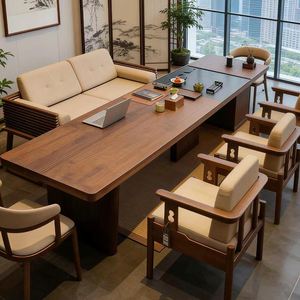 Juego de Mesa y Sillas de Té de Estilo Chino Moderno, Diseño Ovalado de Alta Gama en Madera de <span class=keywords><strong>Nogal</strong></span> Negro, para 2 Personas, Estilo Song - Product Image 2