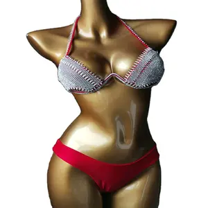 Specially Designed Hollow High-end sexi Ladies Mature Luxury Studded Jewelry Bikini Swimsuits For Rave Party