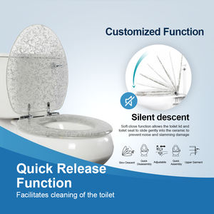 Länglicher Luxus Silber flocken Acryl Toiletten sitz v-förmiger Toiletten bezug Transparenter WC-Deckel für moderne Badezimmer dekoration - Product Image 3