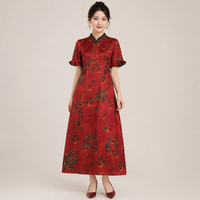 Nouvelle Robe Élégante en Soie de Mûrier 100% (Soie Gambiered) à Manches Trois-Quarts, Patrimoine Culturel Immateriel Chinois, pour Femmes