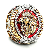 Anillo de Campeonato Personalizado 2026 con Cabeza de León y Corona, Anillo de Campeón de Baloncesto, Fútbol Americano y Hockey sobre Hielo con Incrustaciones de Piedras