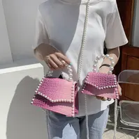 Women's Bag Chain Straw Summer 2021 New Fashion Pearl Hand-Woven