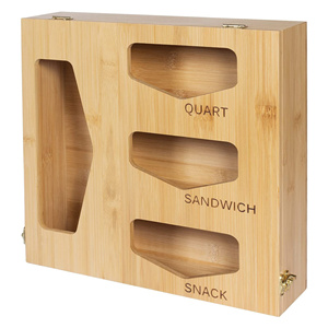 Wall mount Ziplock Bag Storage Organizer for Drawer - Bamboo Baggie Kitchen Food Storage Bags Holder Compatible with gallon