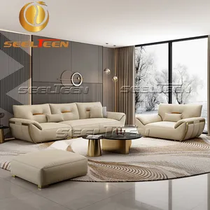 Sofa kulit Italia, Set Sofa Modern furnitur ruang tamu