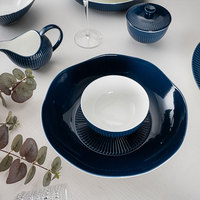 Service de table de luxe en porcelaine fine, vaisselle de cuisine, assiettes en céramique bleu et blanc