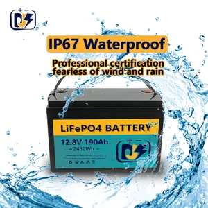 IP67 Waterproof 4000+ Cycles 12v Smart Bms Lithium Ion Battery Pack 12v 190ah Lfp Battery For Rv Marine Boat