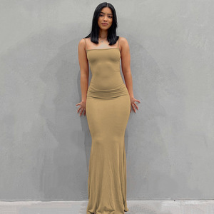 Vestido Largo Informal de Verano para Mujer, Estilo Kardashian 2026, Corte Ajustado, Tirantes, Cintura Alta, Cuello Barco - Product Image 2