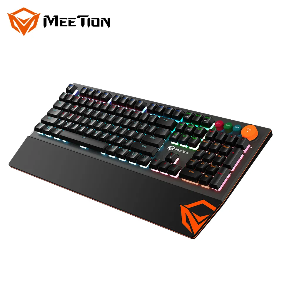 Meetion mk500 4 teclas de controle especial, cabo tipo c destacável, paleta iluminada de fundo para pc, teclado mecânico de jogos rgb