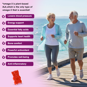 Complément Immunité Cerveau Yeux Naturel Biologique Sans Sucre Haute Absorption Santé Cardiaque Nutritif Saveur Fraise Végétalien Oméga 3 Gummies - Product Image 4